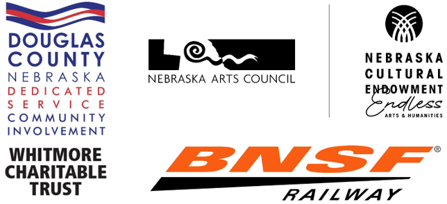 Nebraska Arts Council, Nebraska Cultural Endowment Endless Arts and Humanities, Douglas Country Nebraska Dedicated Service Community Involvement, BNSF Railway, and Whitmore Charitable Trust