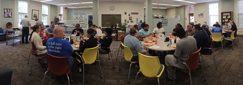 Group of people having lunch